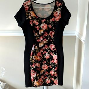 Flower colour block dress